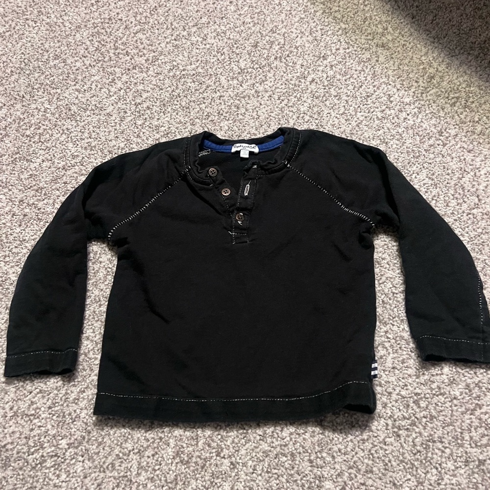 Splendid Kids Black Long Sleeve Tee with Button Accents